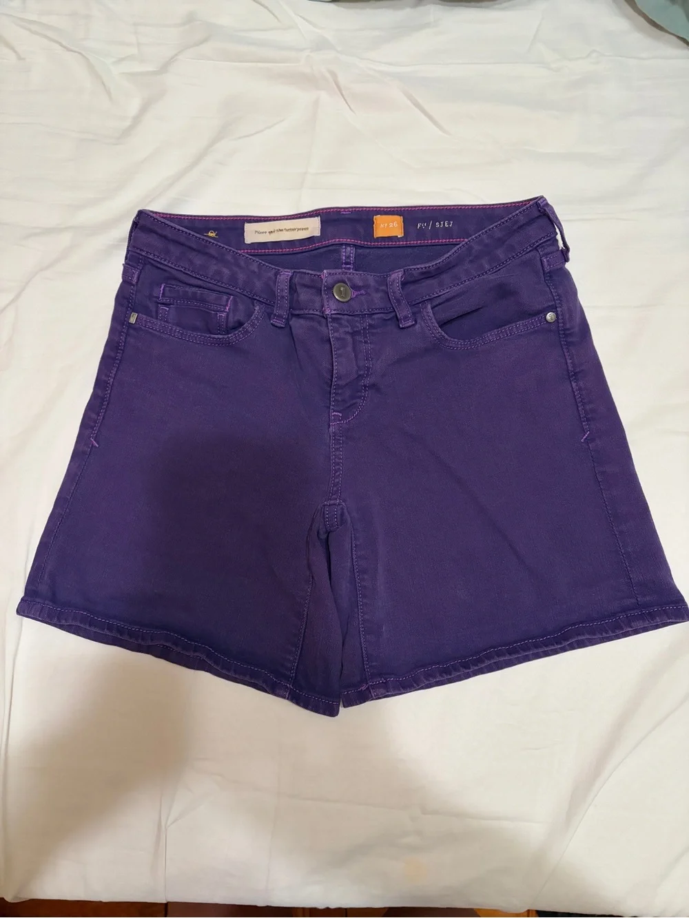 Pilcro purple stretch denim shorts, adjustable rolled up cuff - Picture 8 of 9